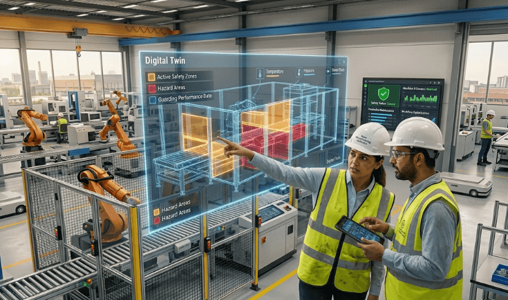 digital twin simulation for machine guarding and industrial safety fencing systems