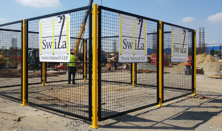 Mesh panels enhancing safety and branding on a construction site