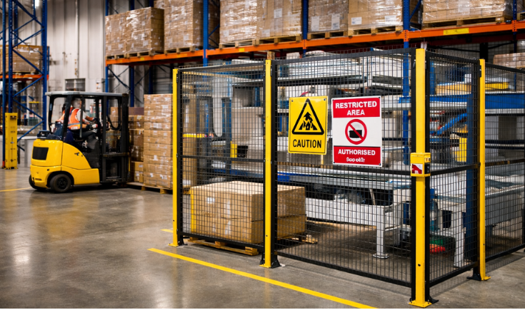 Warehouse safety fencing system by Swiza Safetech